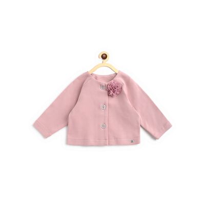 Girls Medium Pink Long Sleeve Cardigan